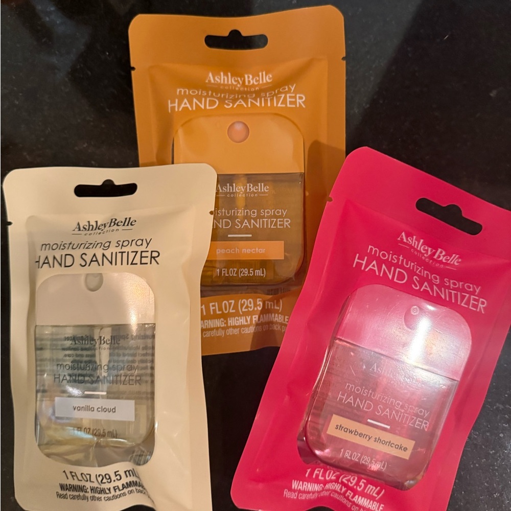 AshleyBelle Moisturizing Spray Hand Sanitizers - Strawberry, Peach, Vanilla NWT